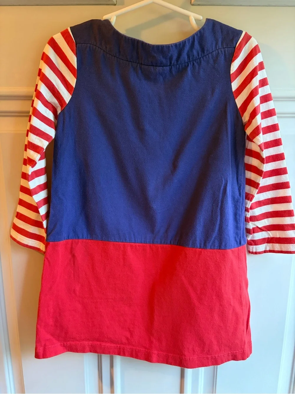 Mini Boden Girls Colorblock Red & Blue Striped Sleeve Dress